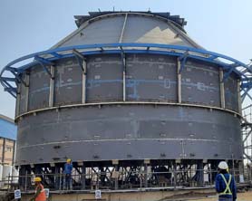 jacking up of absorber tank weighing 300 tons for FGD system using Bygging hydraulic jacks